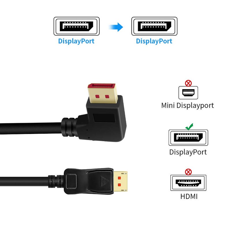 ALYYDBG 8K@60Hz 90 Degree Displayport 1.4 Cable, Male to Male Right Angle DP 1.4 Cable Support 8K/60Hz, 4K/144Hz 6FT/1.8M - Image 3